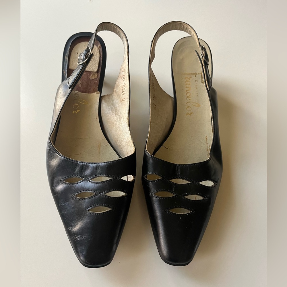 Vintage black 60s French kitten heels size 8.5 or 9.